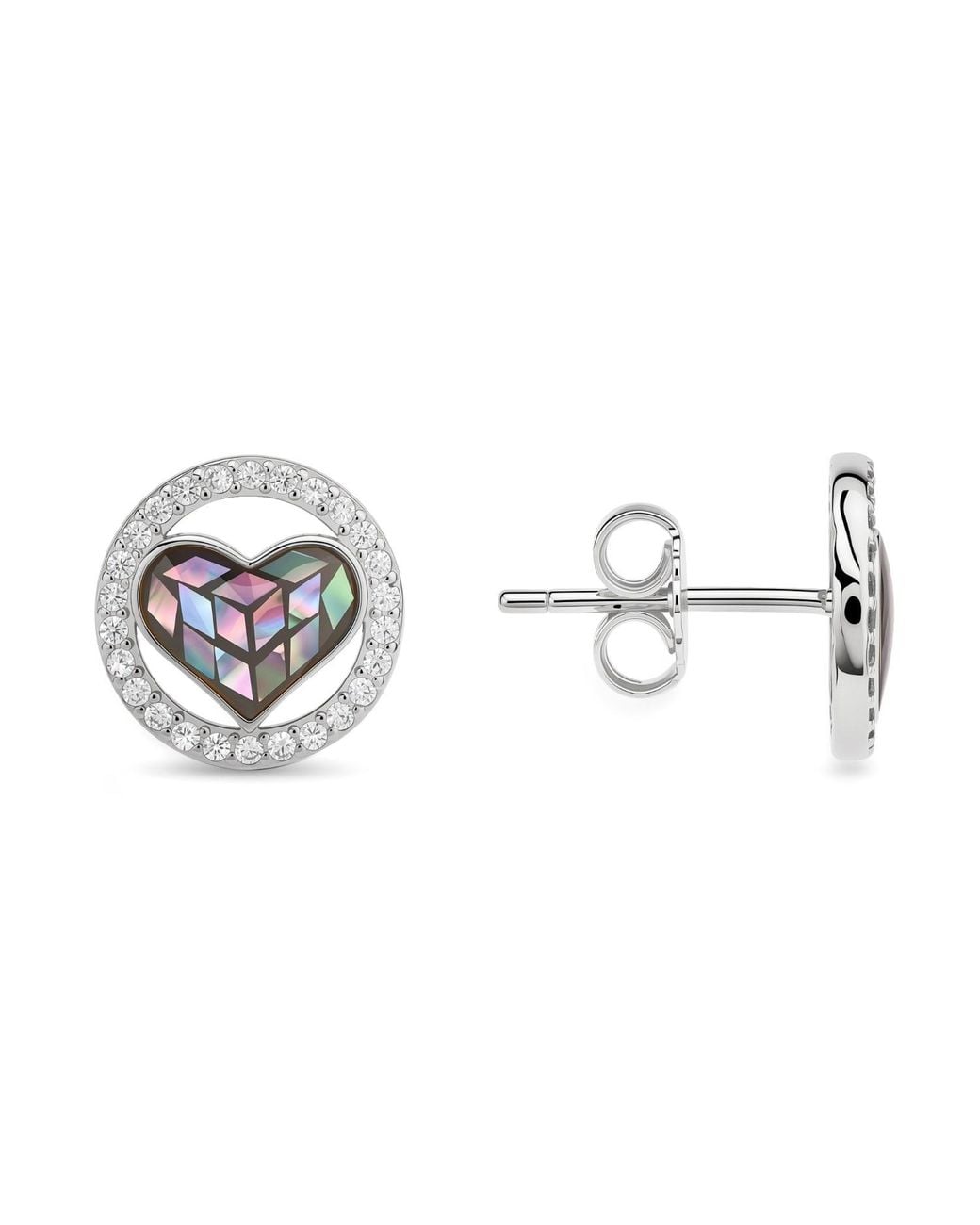 Kylie Harper Metallic Mosaic Abalone Mother Of Pearl Heart Earrings