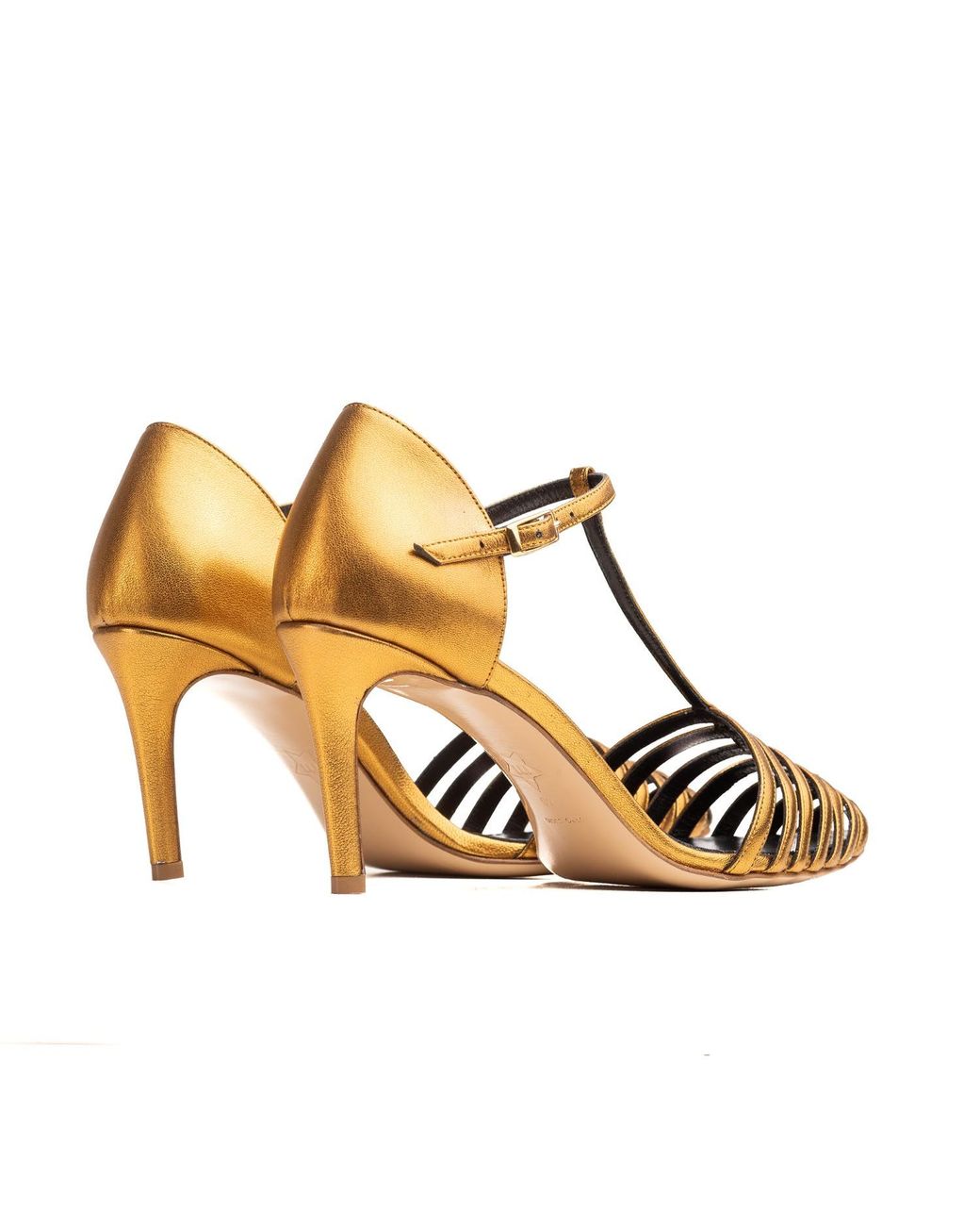 Rosamund Muir London Metallic Carlotta Cage Heels
