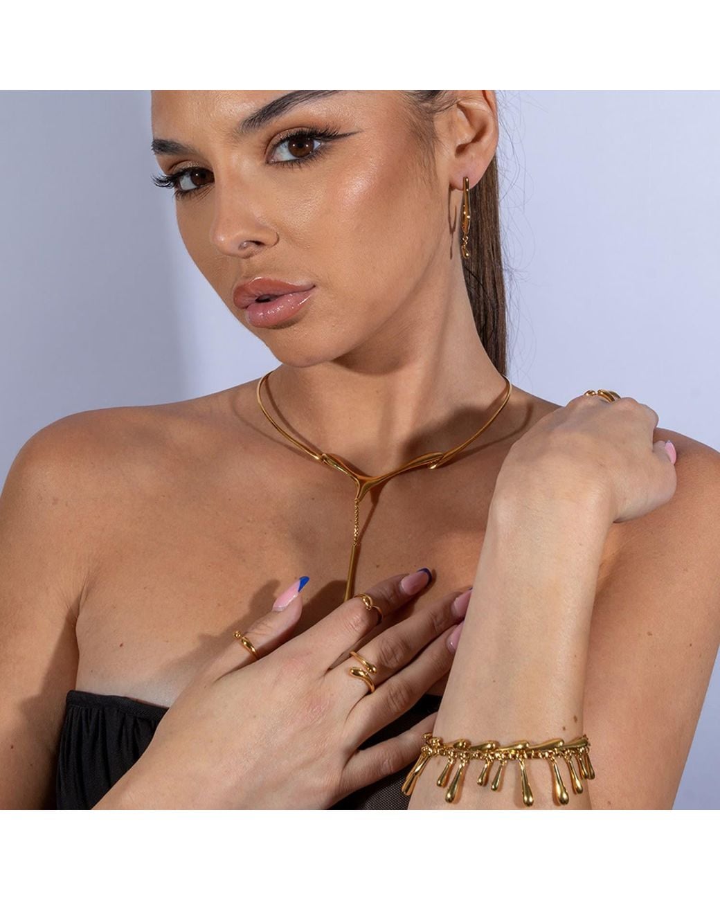 Lucy Quartermaine Metallic One Drop Necklace