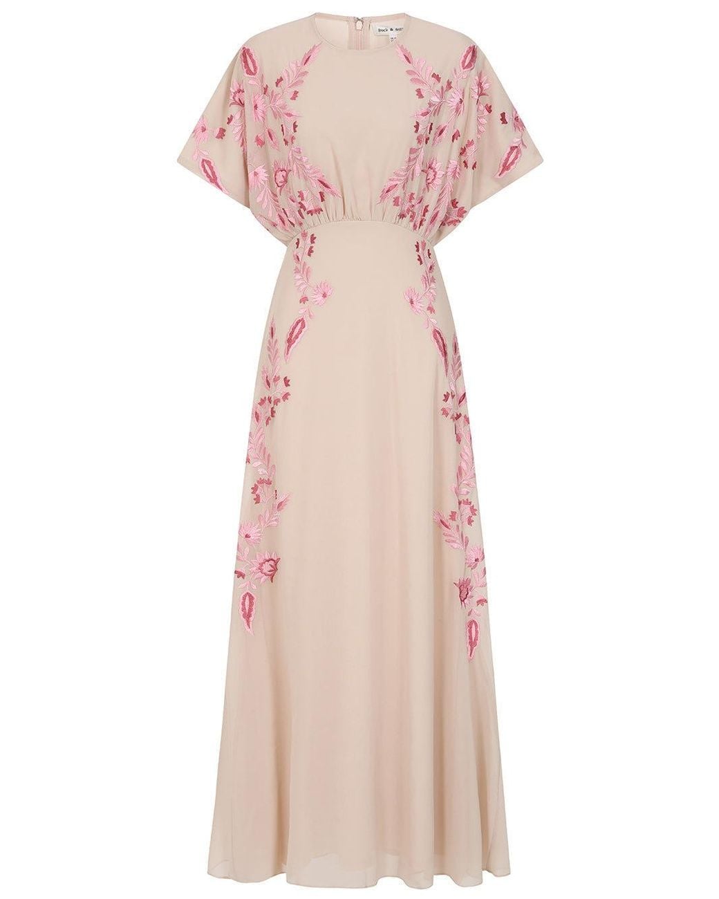 Frock and Frill Neutrals Sienna Shell Floral Embroidered Maxi Dress in Pink  | Lyst UK