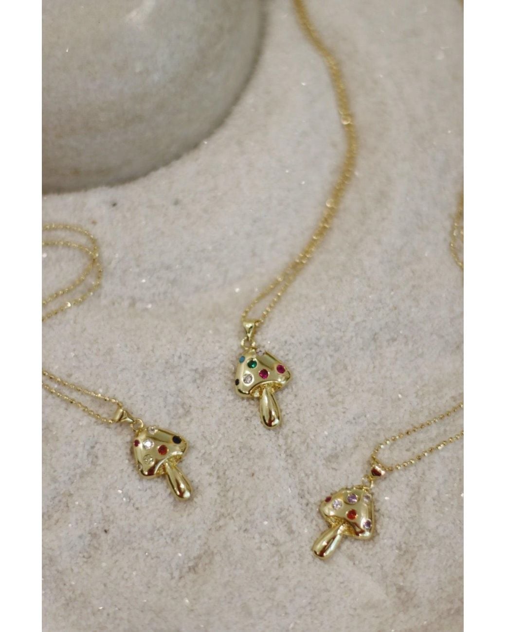 Carolina Benoit Metallic Fantastic Mushrooms Charm Necklace
