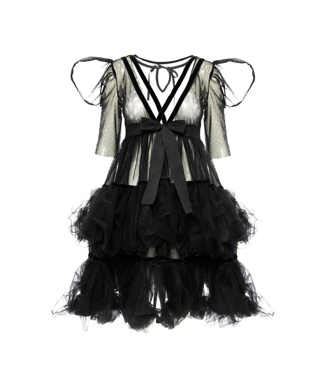 Silvia Serban Black Baby Doll Ruffles Dress