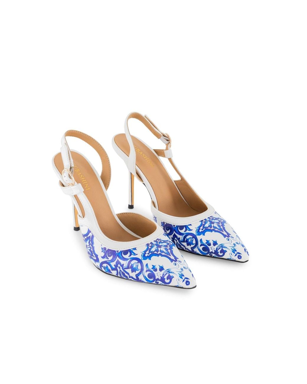 Subashini Heels Blue Luna Velluto Porcelain Slingback Stiletto