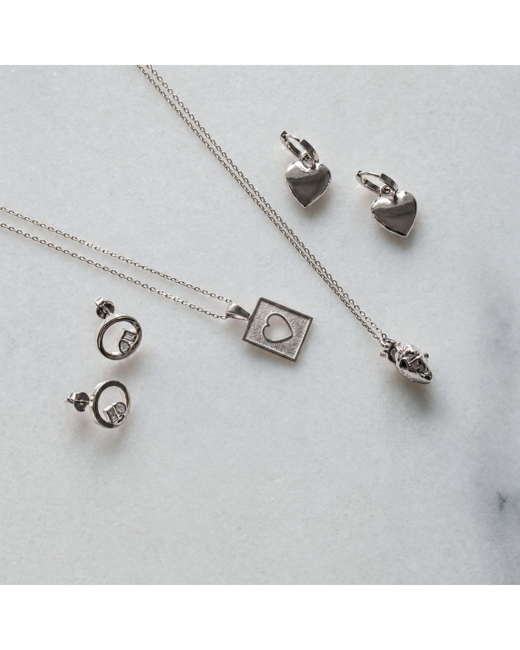 Cier Metallic Huggie Heart Drop Earrings
