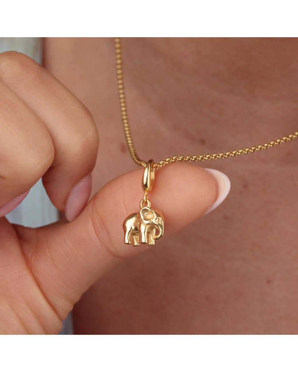 Lily Charmed Metallic Plated Elephant Charm Necklace