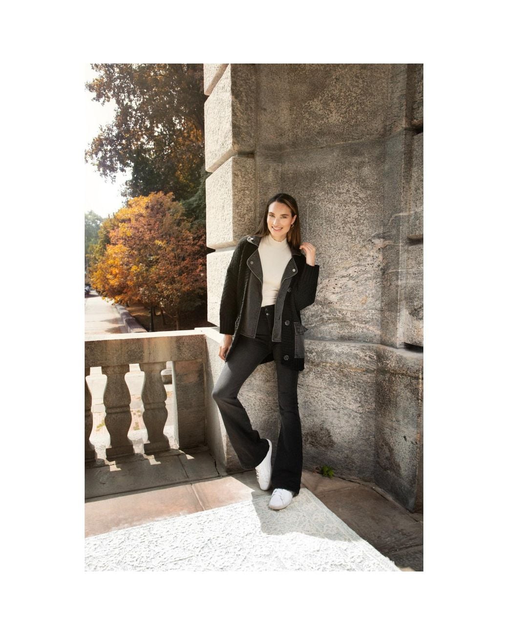 Saachi Black Denim Knit Cardigan