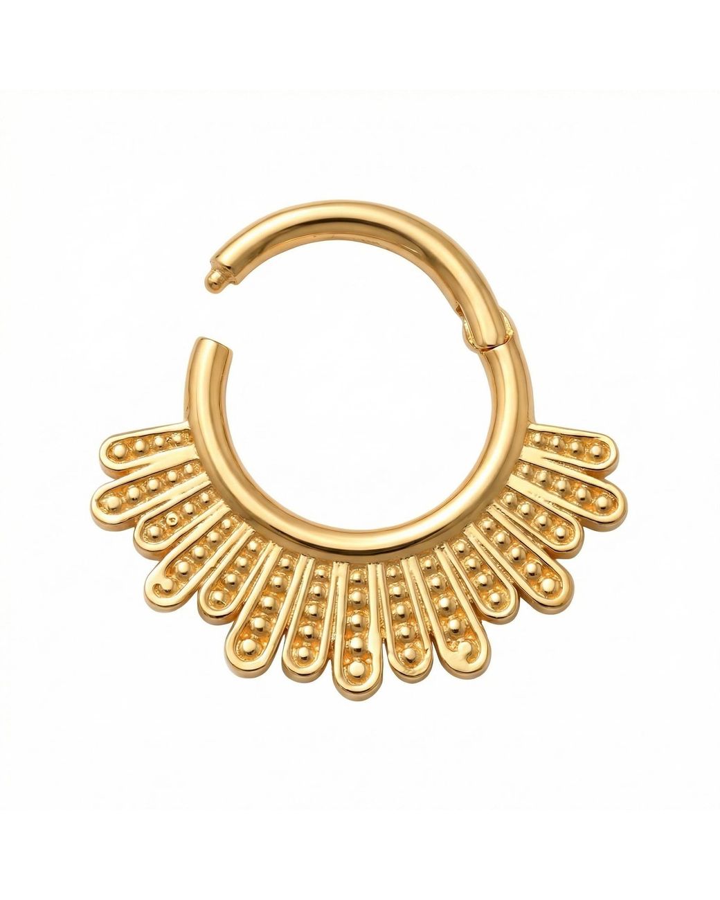 Zahav Jewelry Metallic 14K Solid 16G 8Mm Sunburst Clicker Hoop