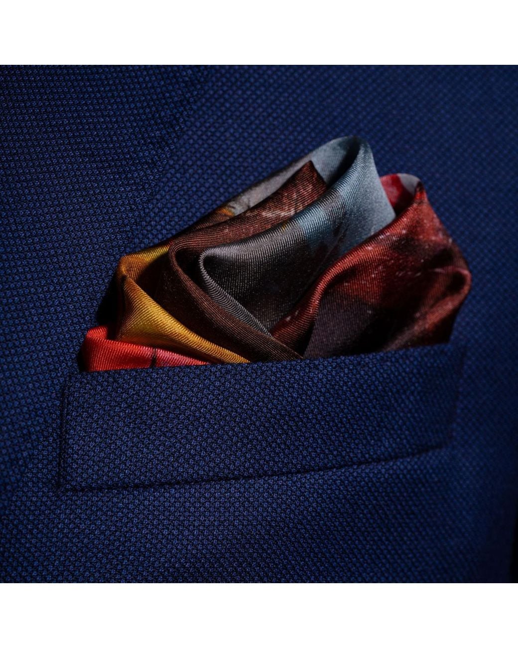 Otway & Orford Blue 'Racing Legends' Sports Cars Silk Pocket Square. Medium-Size for men