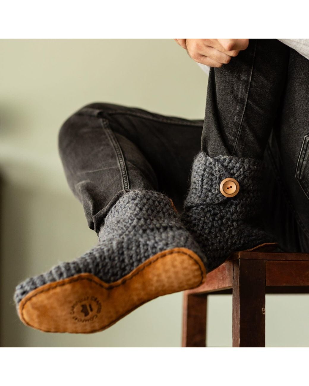 Kingdom of Wow Blue Comfortable Wool Boot Slippers For