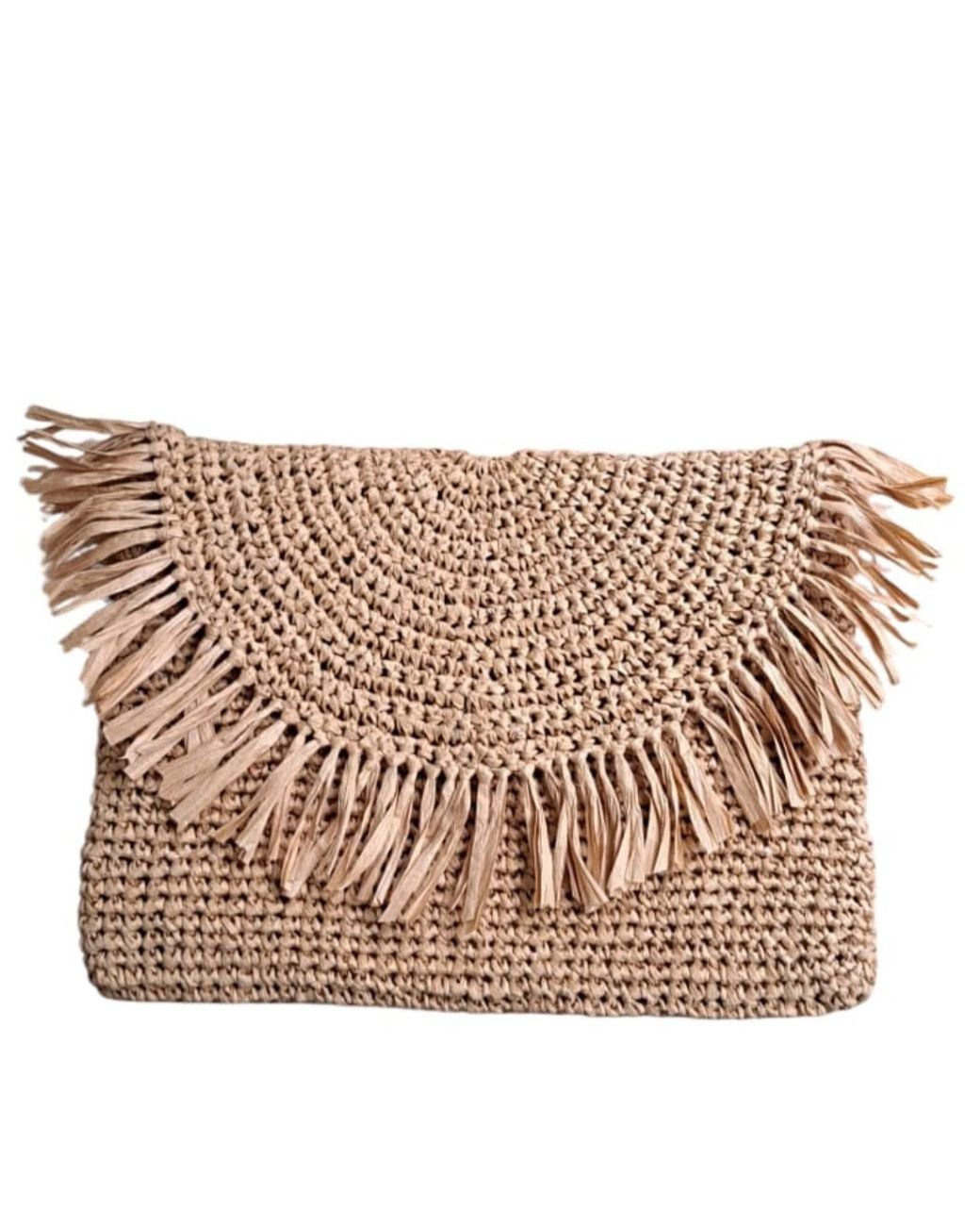 Springmoonatelier Natural Neutrals Cream Raffia Handcrafted Clutch Bag