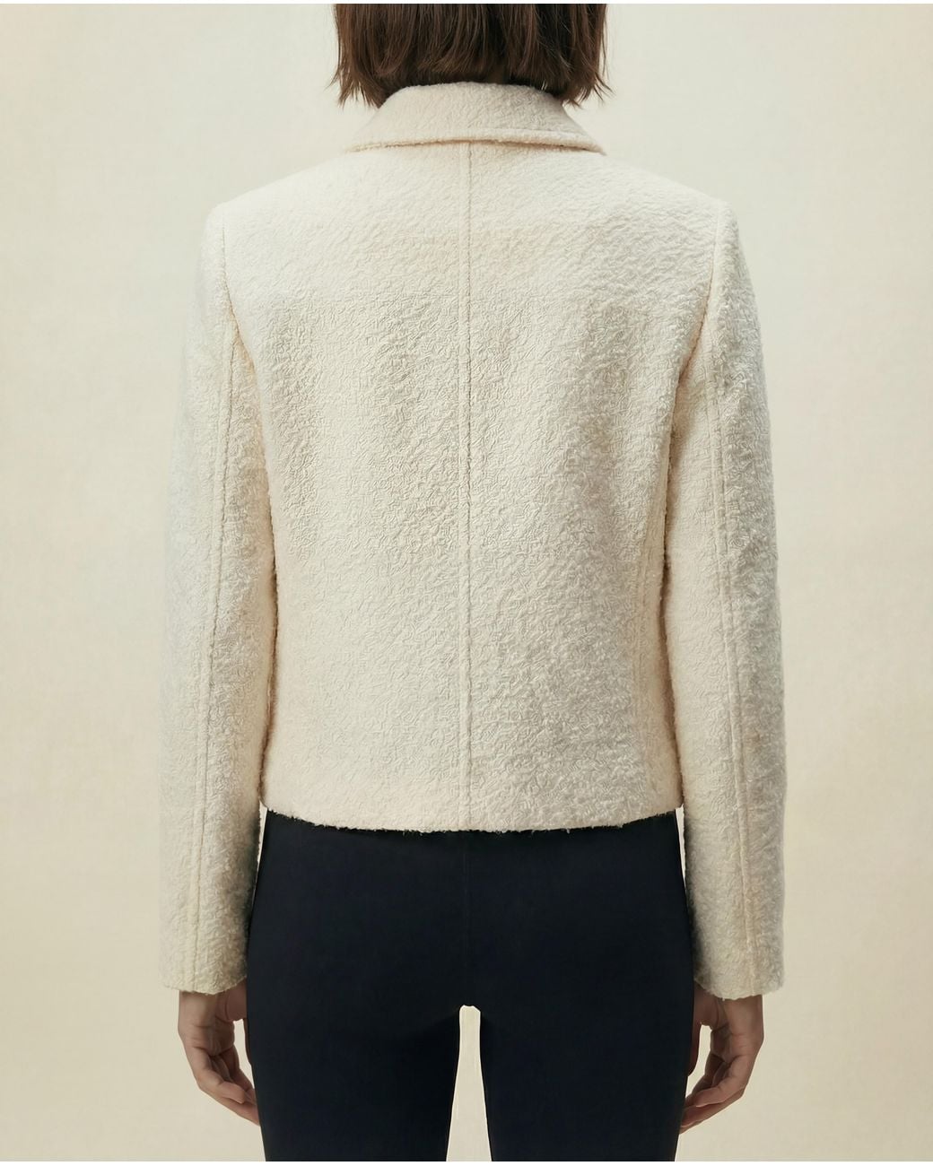 ROAV Natural Neutrals Short Cream Wool Blend Bouclé Jacket