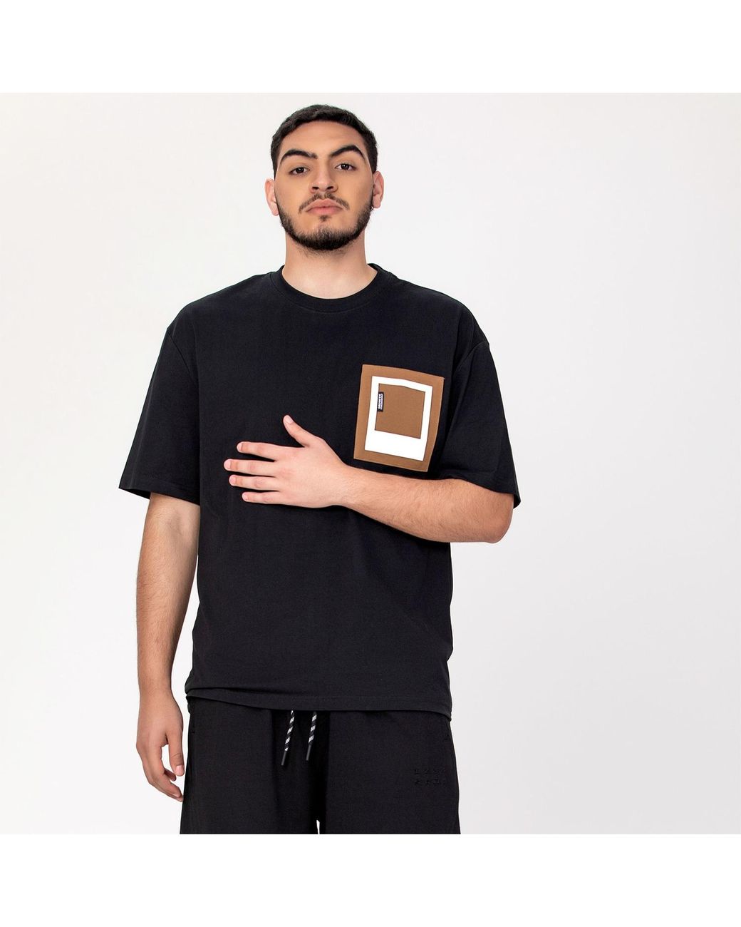 Smart and Joy Black Pocket Window T-Shirt for men