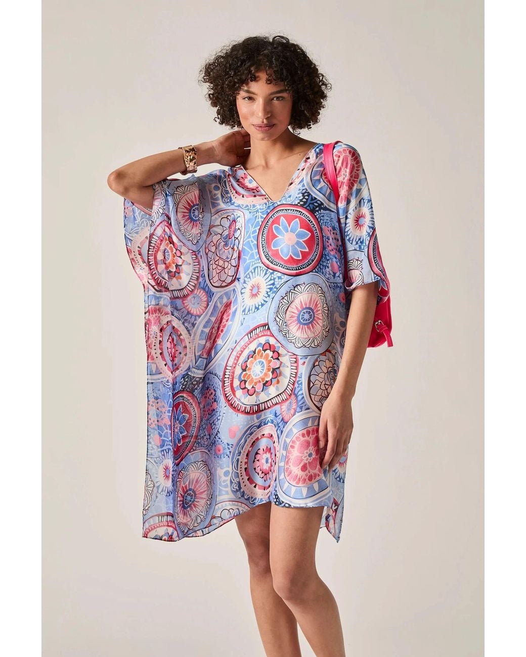James Lakeland White Mandala Print Kaftan