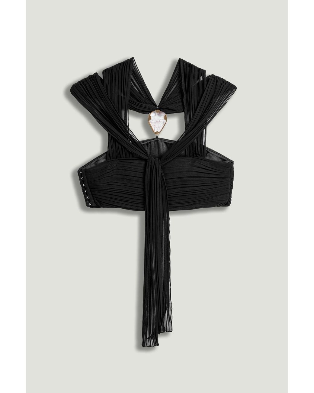 Nocturne Black Strapless Draped Bustier Top