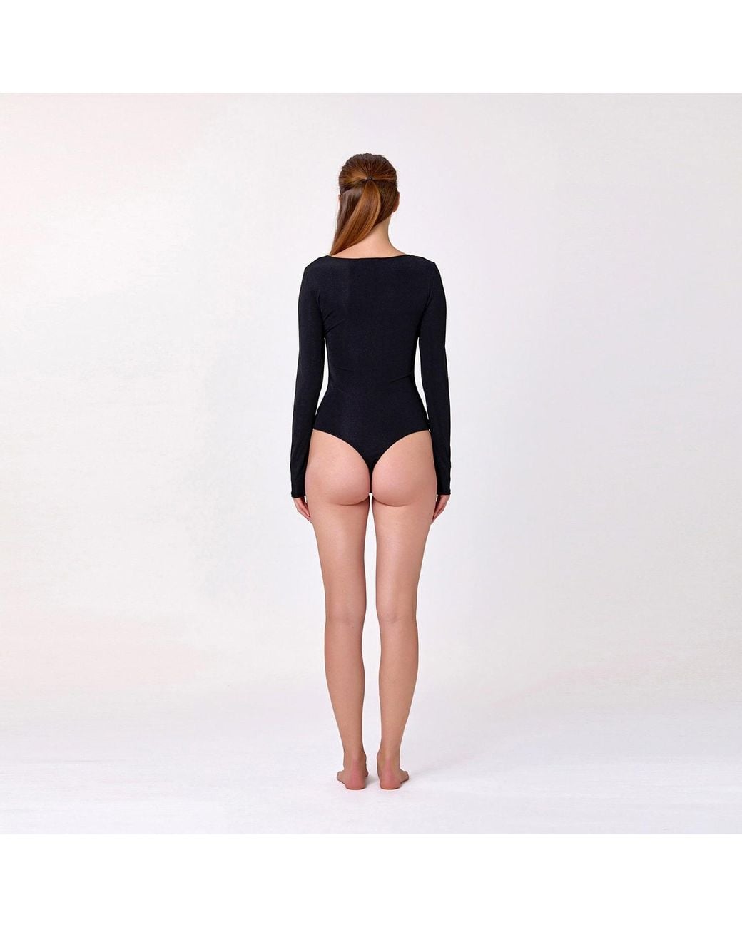 Smart and Joy Black Square Necklinbe Bodysuit
