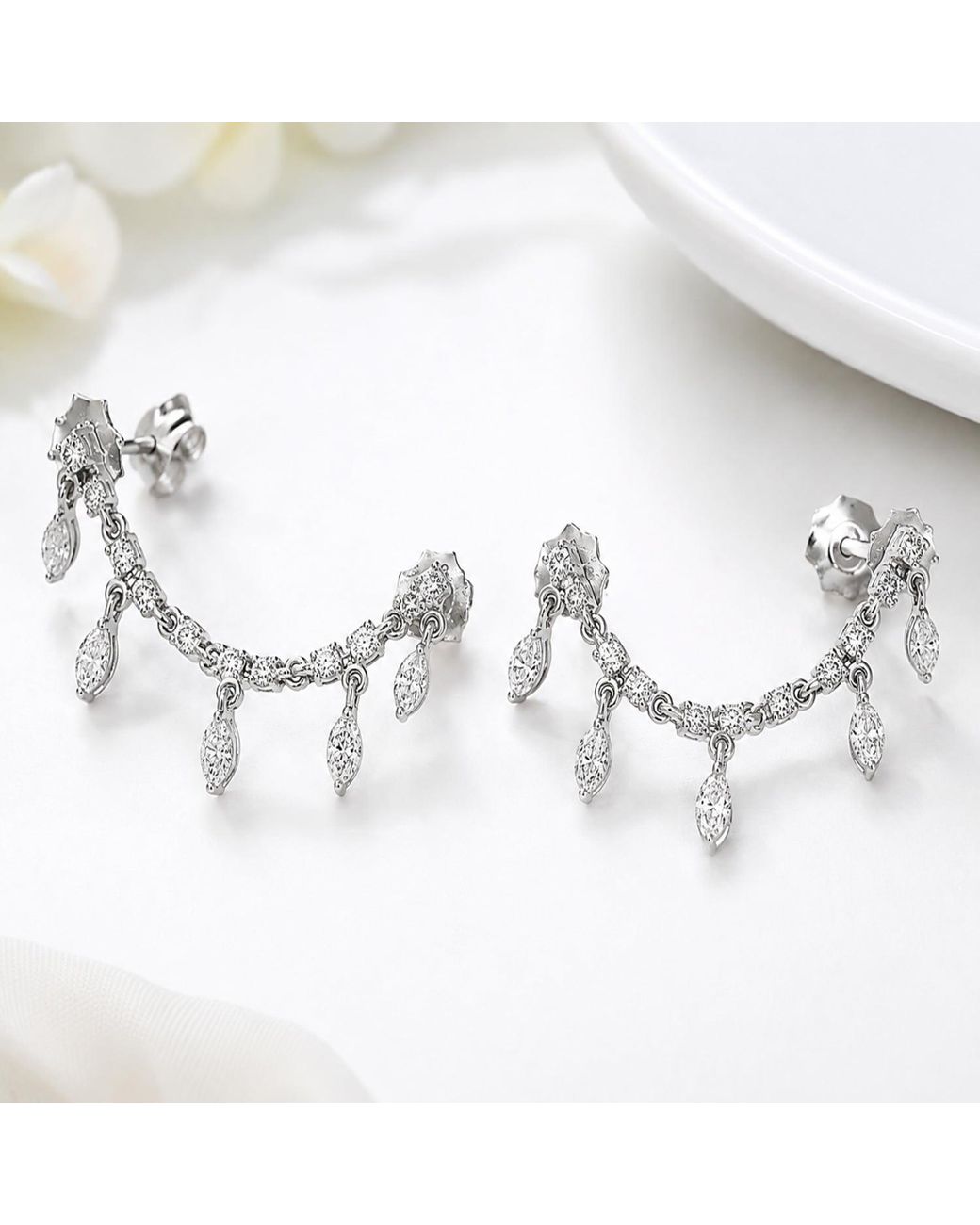 Artisan Metallic 14K Diamond Ear Jacket Earrings