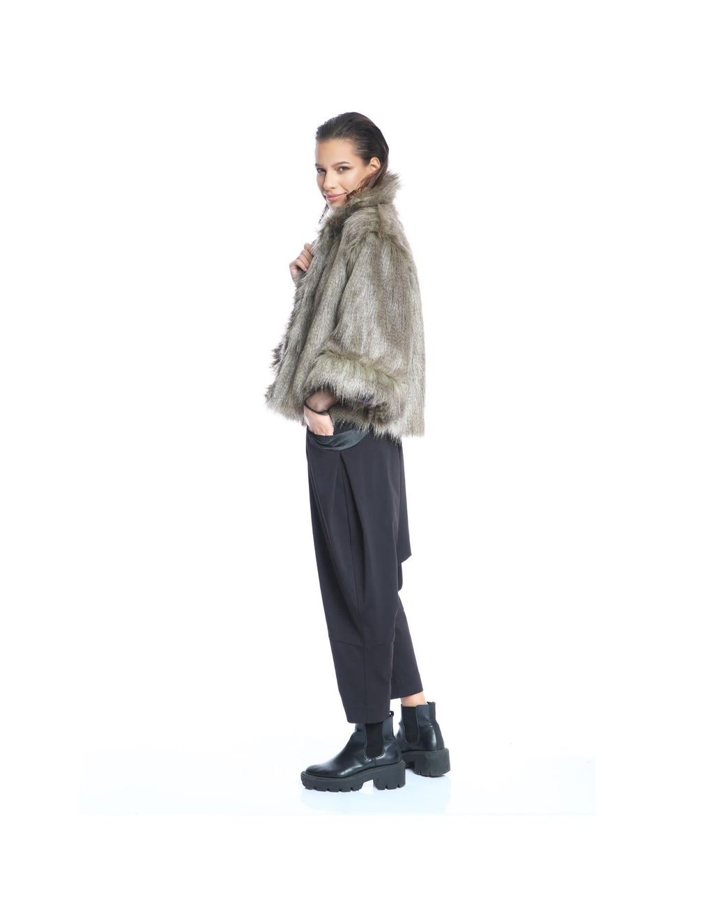 Silvia Serban Green Faux Fur Jacket