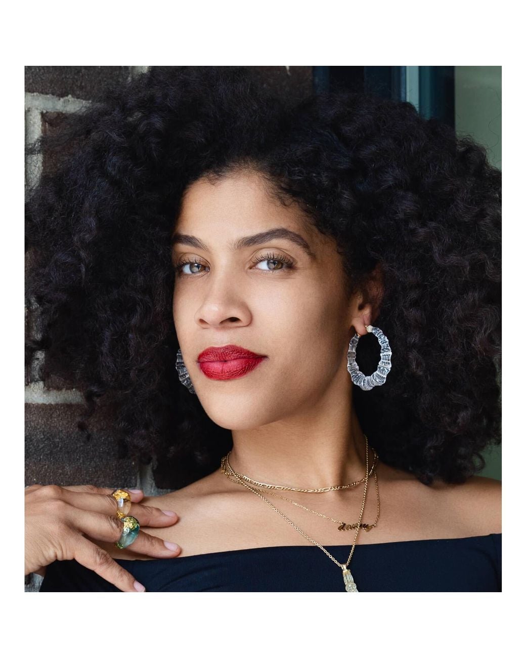 Gold & Honey White Autumn Leaves Bamboo Hoop Earrings