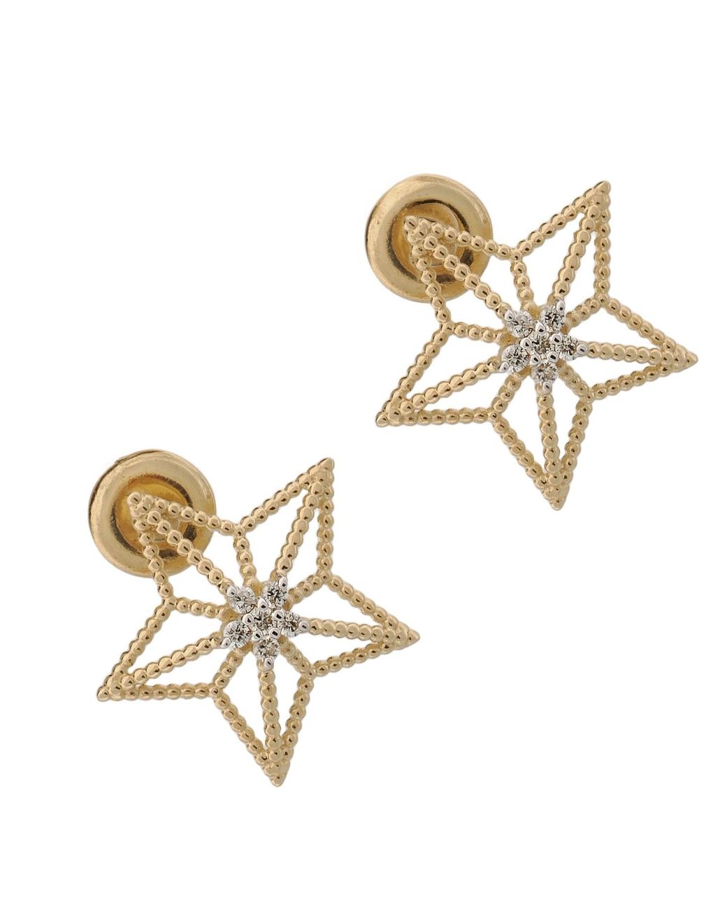 Ebru Jewelry Metallic Spiritual Guiding Star Diamond Stud Earrings