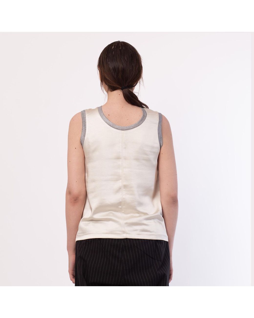 Silvia Serban Gray Reversible Satin Top