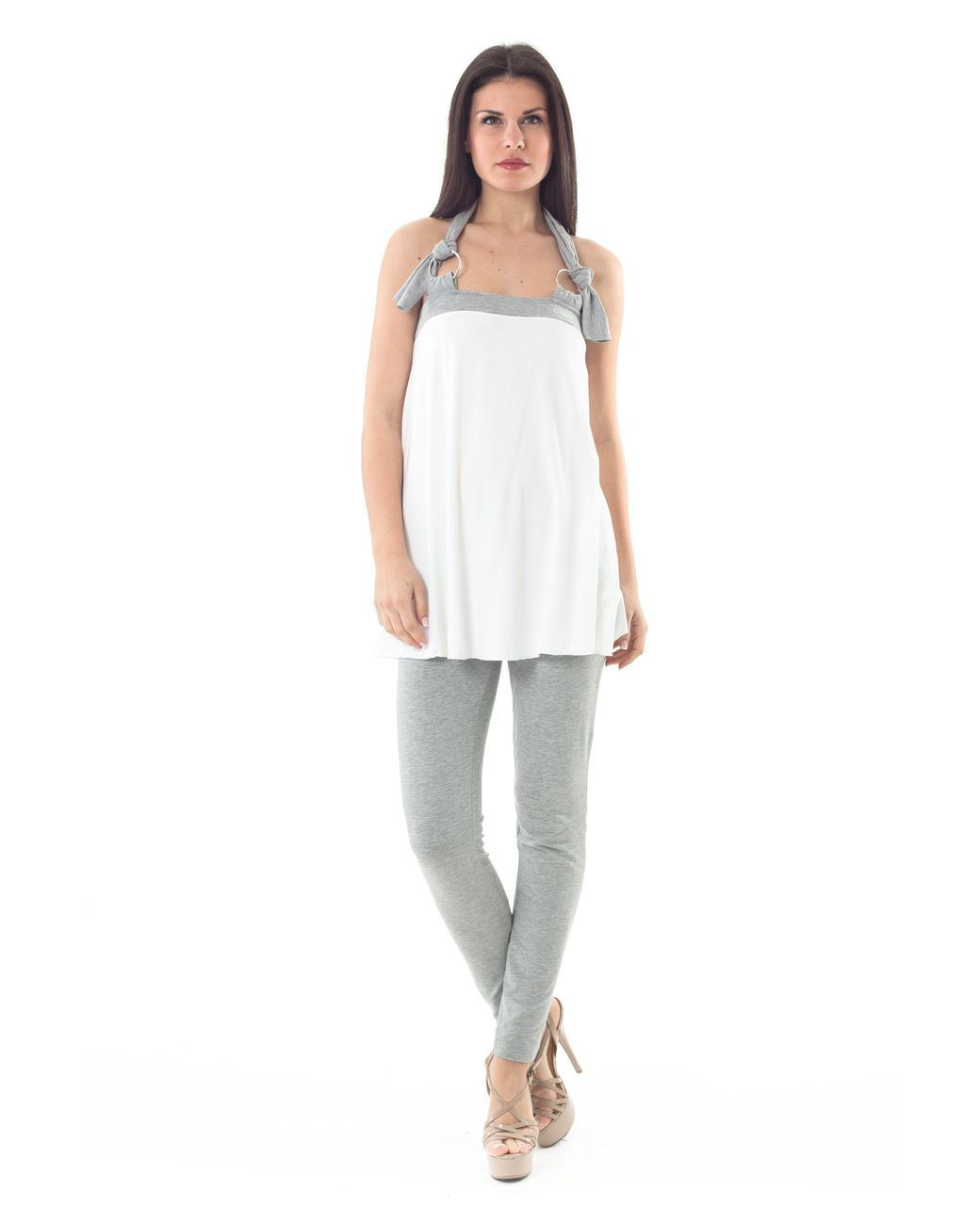 Conquista White Halter Neck Tunic