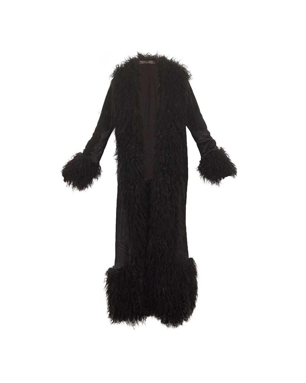 Jennafer Grace Black Penny Deluxe Baroque Velvet Faux Fur Jacket