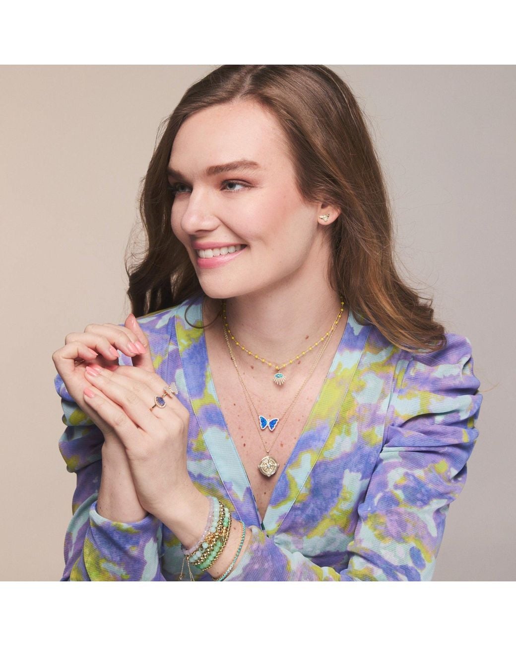 KAMARIA Pink Enamel Beaded Chain Necklace