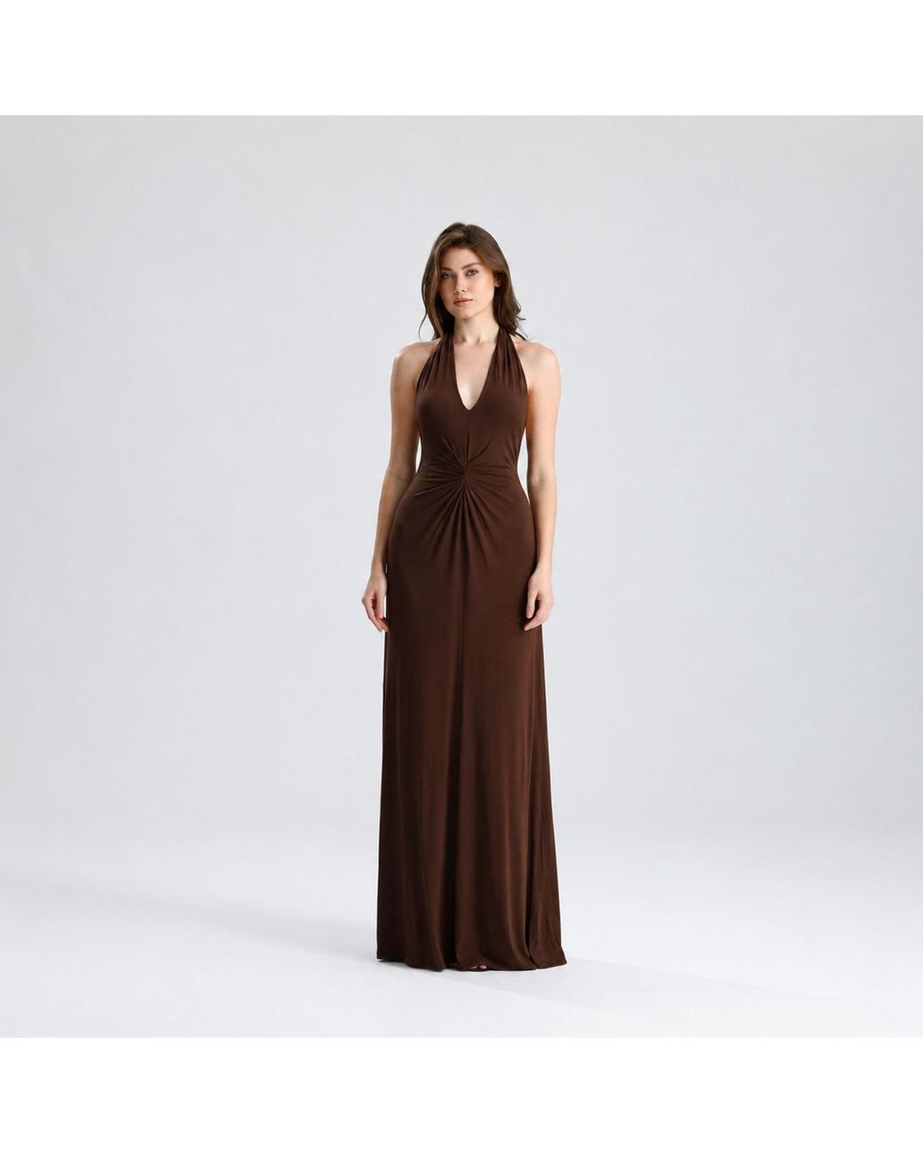 Maison De Gala Brown Sienna Mocha Halter Dress