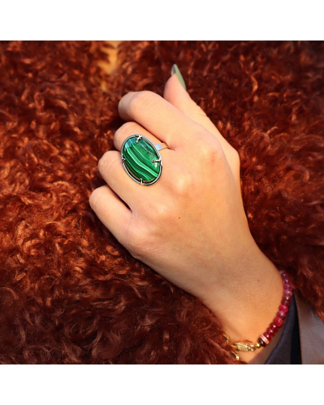 Mineralgems•Studio Green Malachite Ring Fail