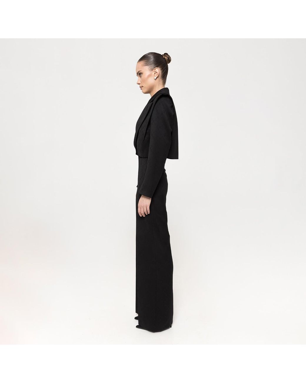 Nissa Black Logo-Print Wool Pants
