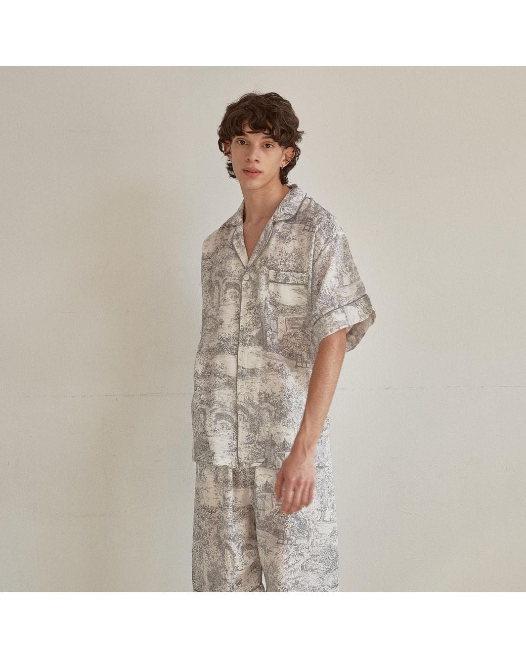 Luna Luz Blue Rebecca Toile Cotton Short-Sleeve Pajama Set for men