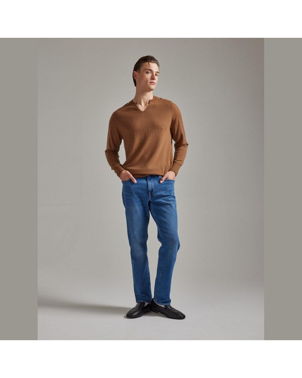 Salts Cashmere Brown Neutrals Split Crew Neck Sweater