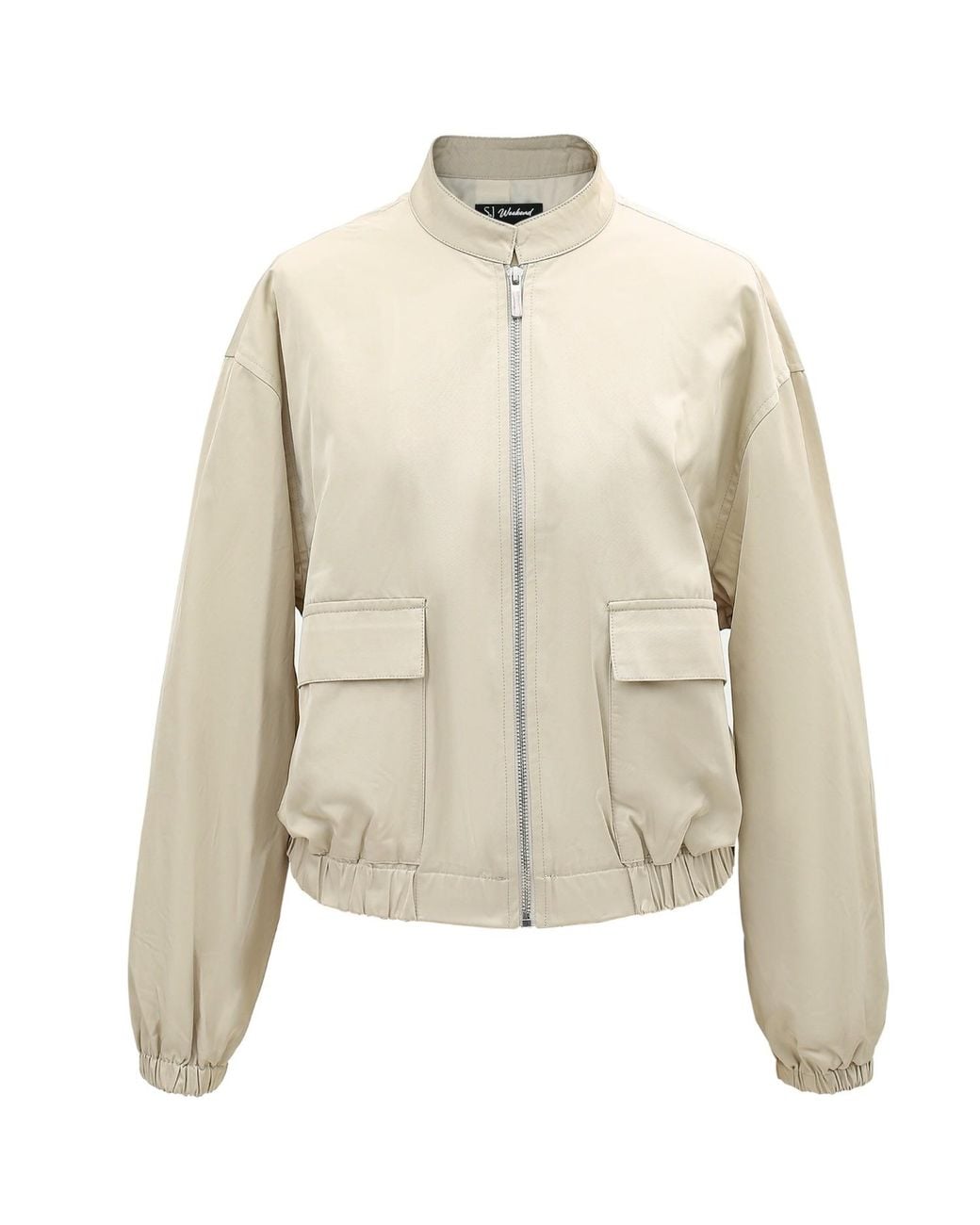 Smart and Joy Natural Neutrals Cropped Bomber Jacket