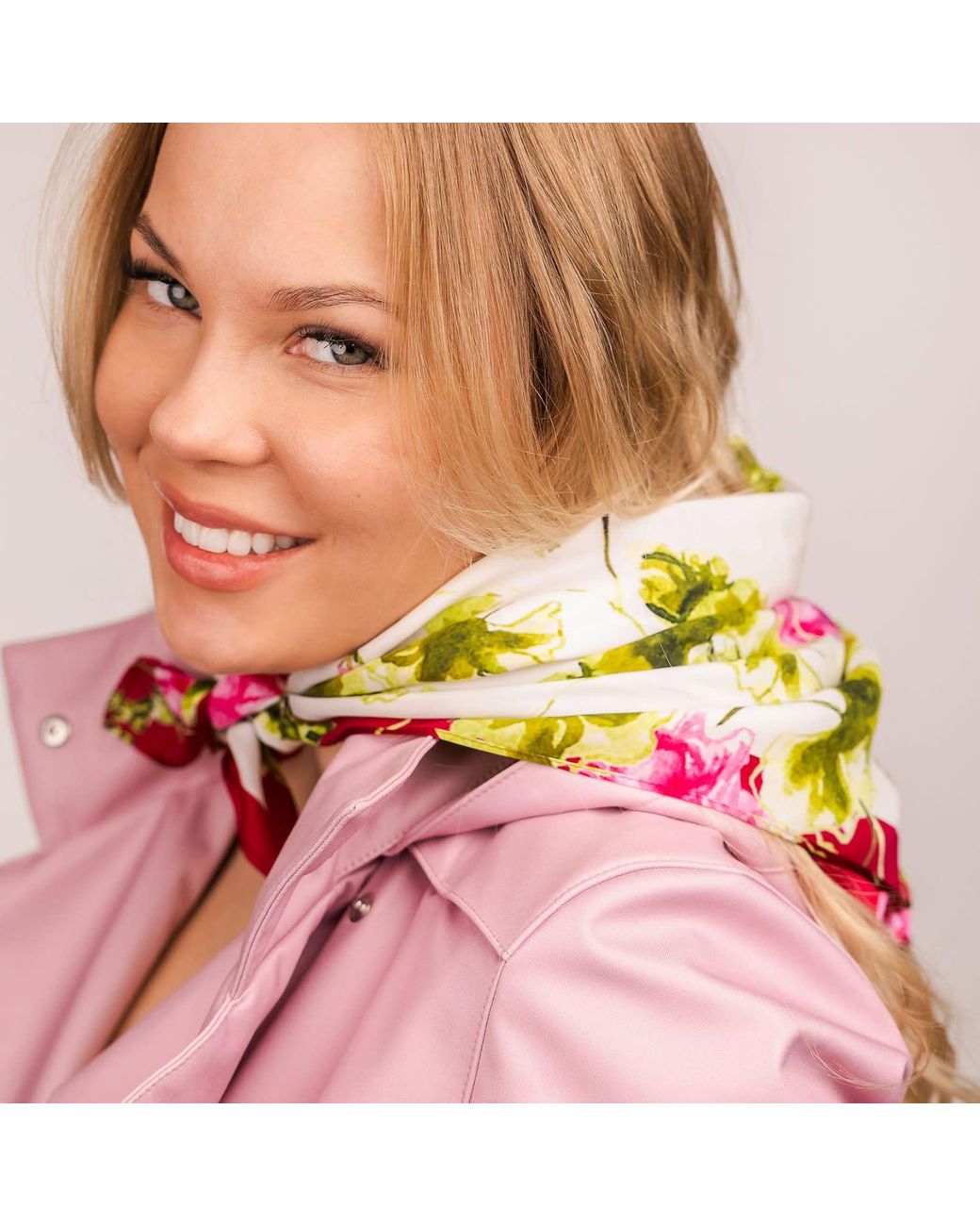 RainSisters Multicolor Medium Floral Natural Silk Scarf