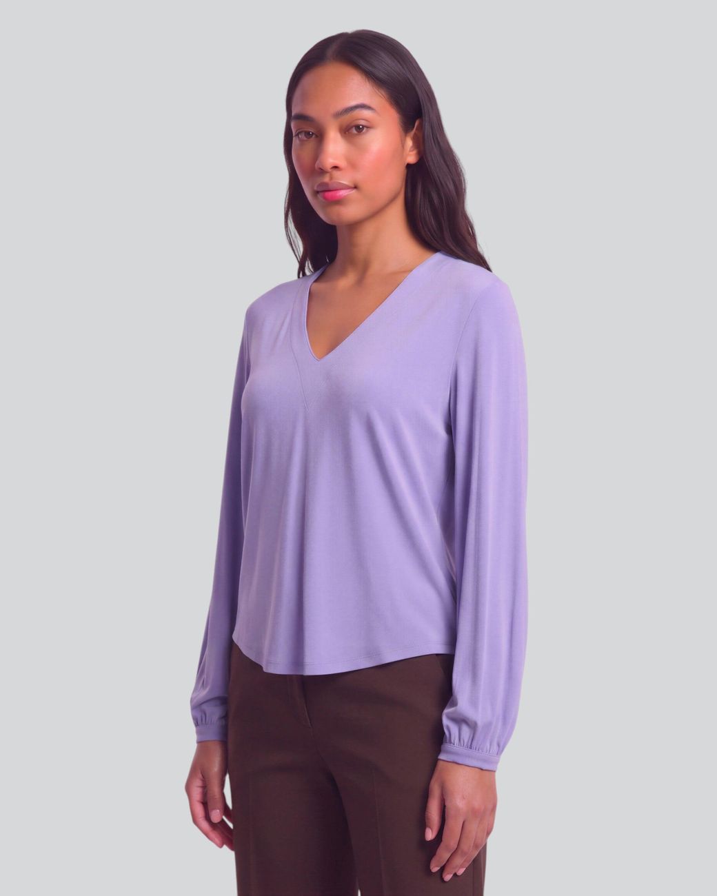 Lords of Harlech Blue Val Dawn Lyocell Stretch V-Neck Top