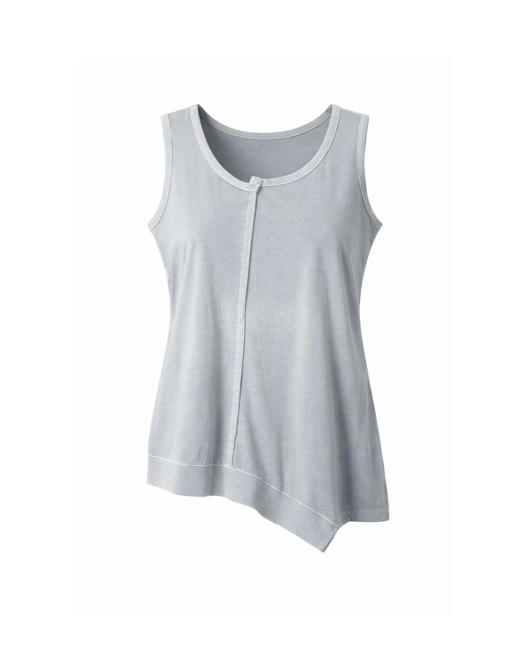 Conquista Gray Asymmetric Hem Sleeveless Jersey Top