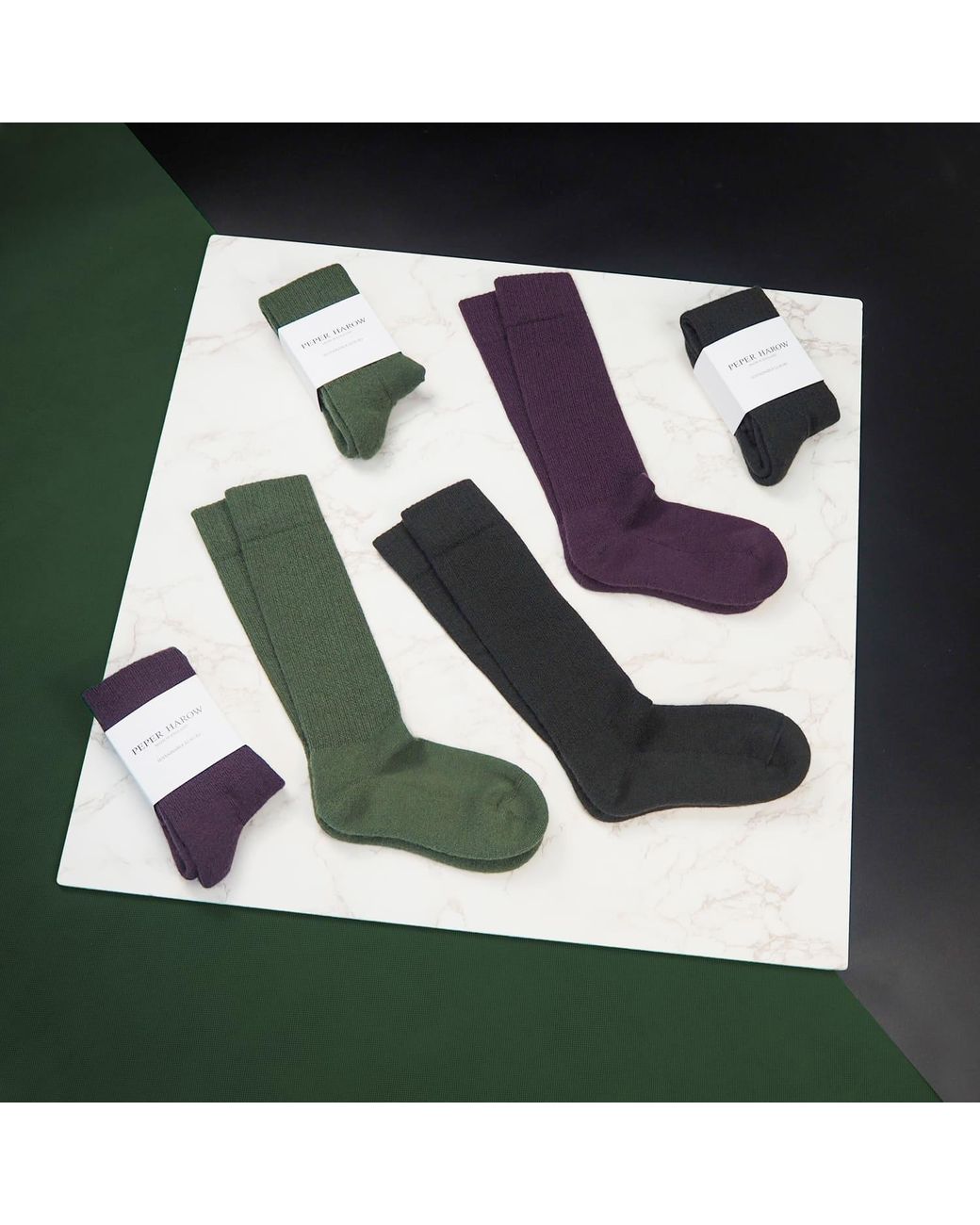 Peper Harow - Made in England Purple Cashmere & Wool Boot Socks Bundle – for men