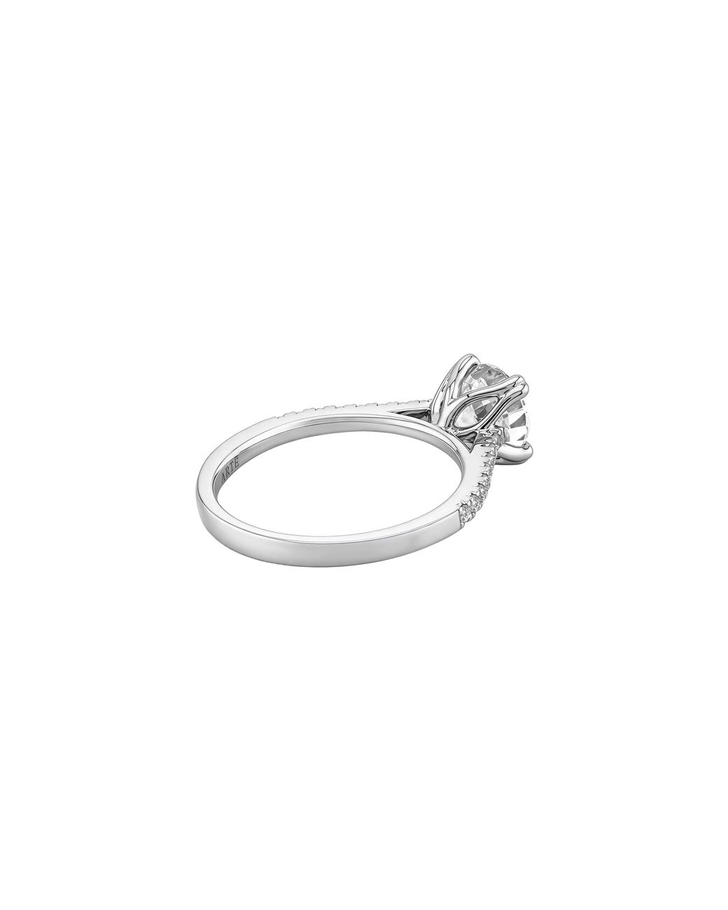 Arte Madrid White Simple Round Heart Prong Cathedral Pavé Ring