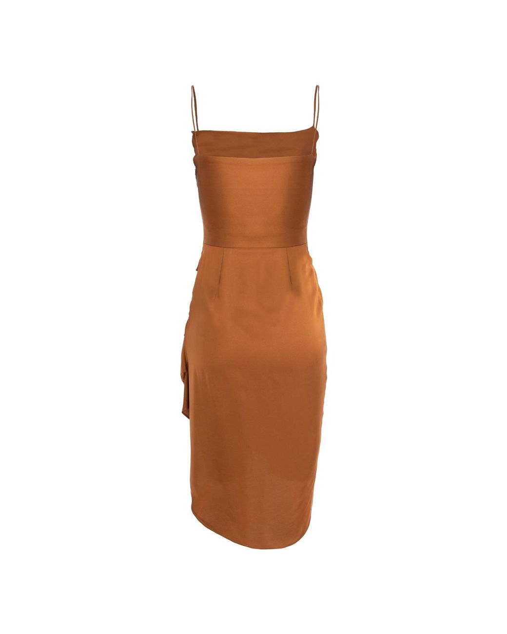 AVENUE No.29 Brown Midi Slip Dress With Side Gathering
