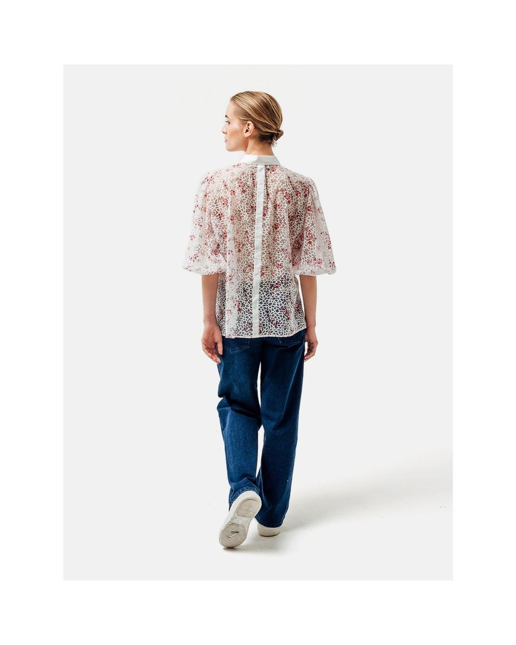 Helene Galwas White Flora Blouse