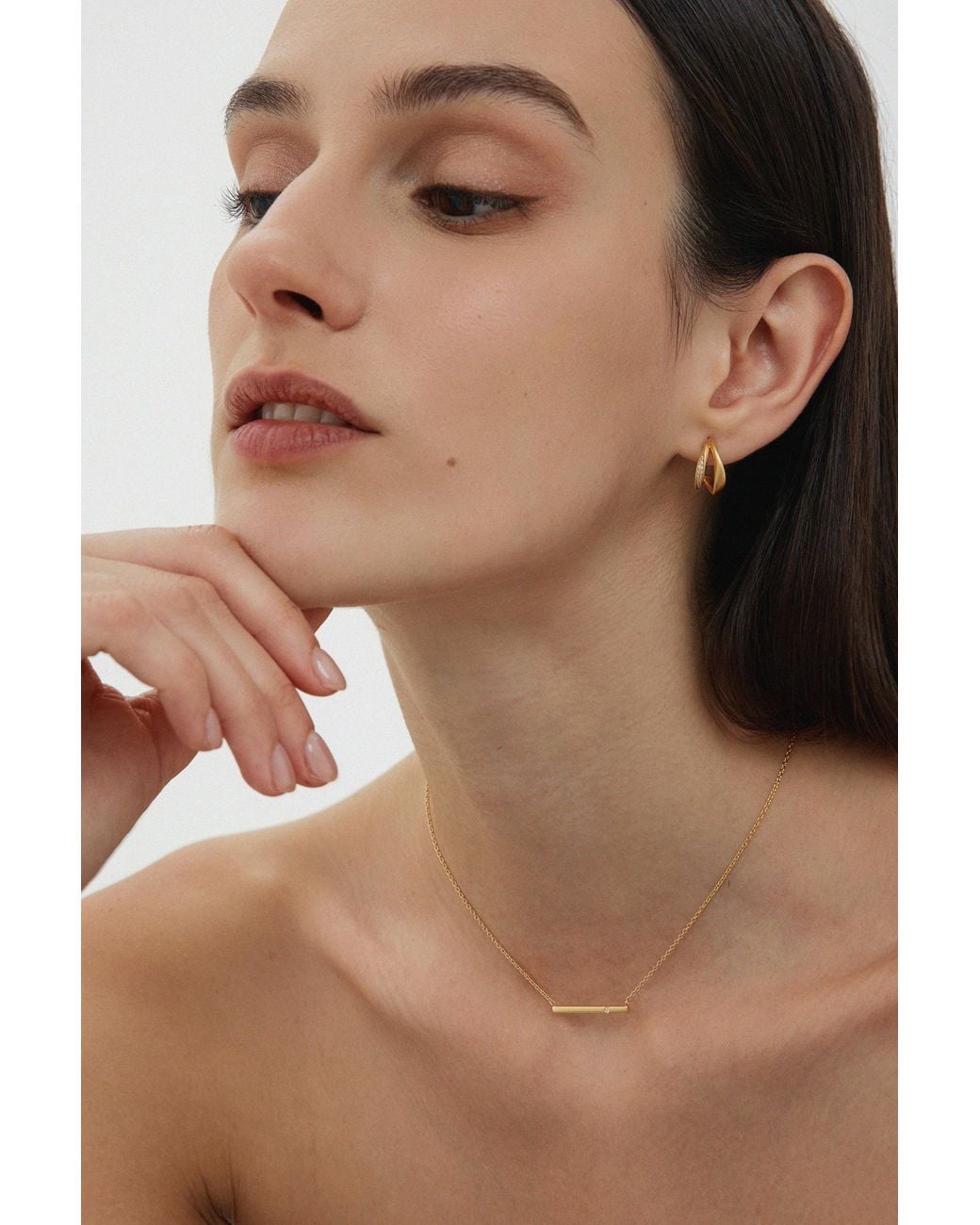 Vanhi White Nadine Pavé Twisted Stud Earrings