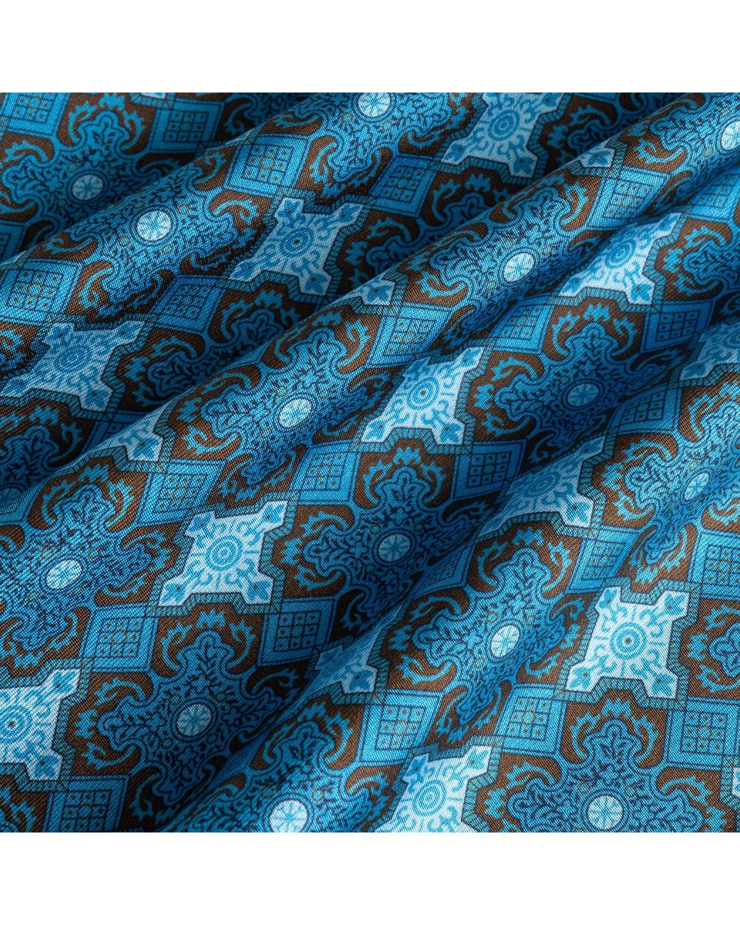 Otway & Orford Blue 'Arabesque' Tile Design Silk Pocket Square for men