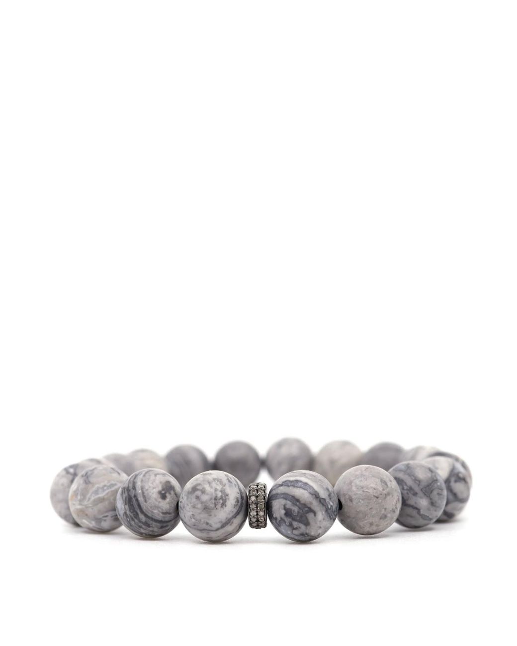 Shar Oke Gray Map Jasper & Sterling Bracelet for men