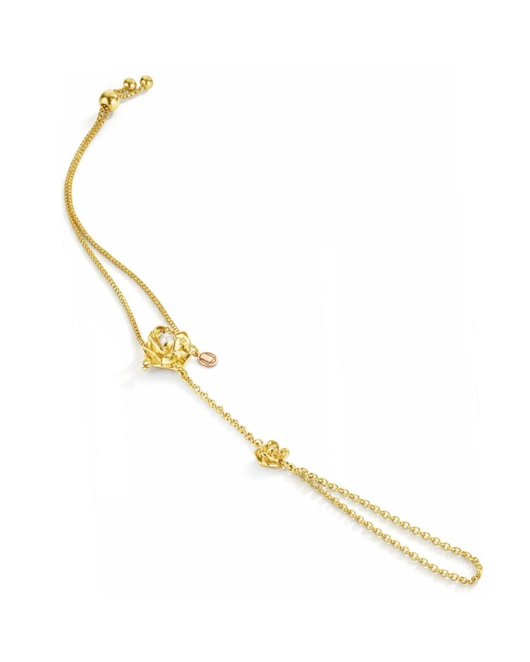 Unaloe Metallic Plated Rose Hand Chain With Natural Pearl – Contemporary Luxury Baci Mano Jewelry For