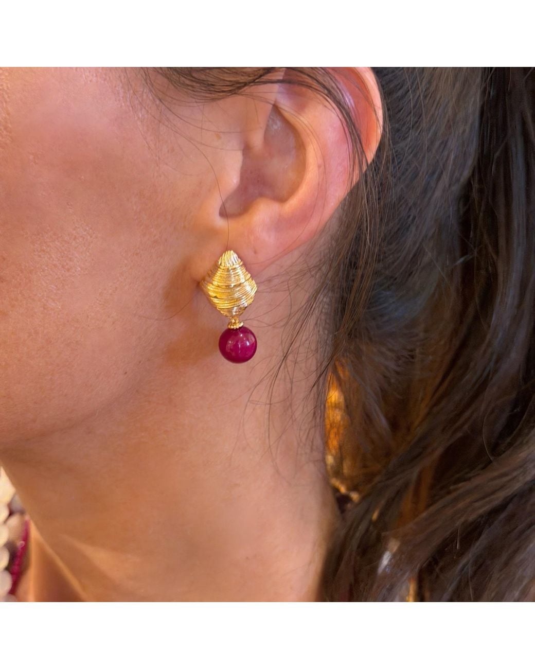 Farra Metallic Sugilite Dangle Stud Earrings