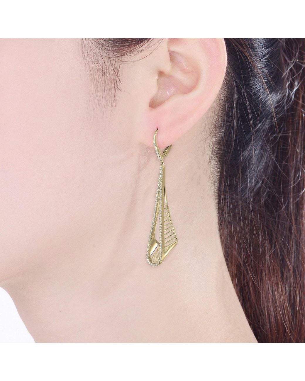 Genevive Jewelry Metallic Sterling Plated Cubic Zirconia Drop Earrings