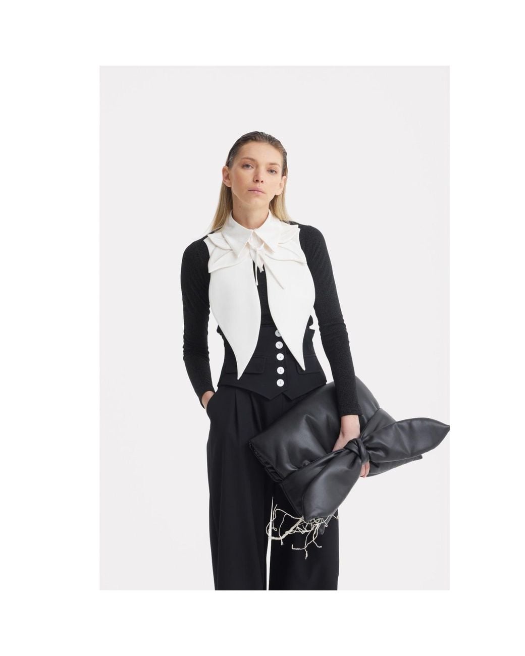 Julia Allert Natural Neutrals Oversized Satin Bib Collar