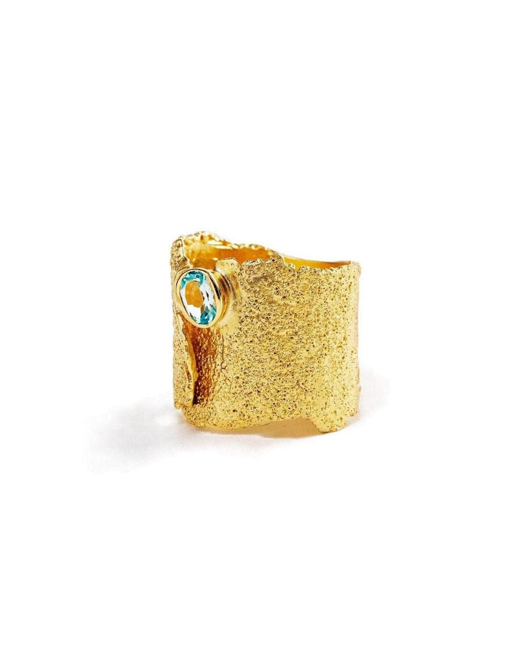 German Kabirski Metallic Otthild Iconic Plated Ring With Natural Topaz