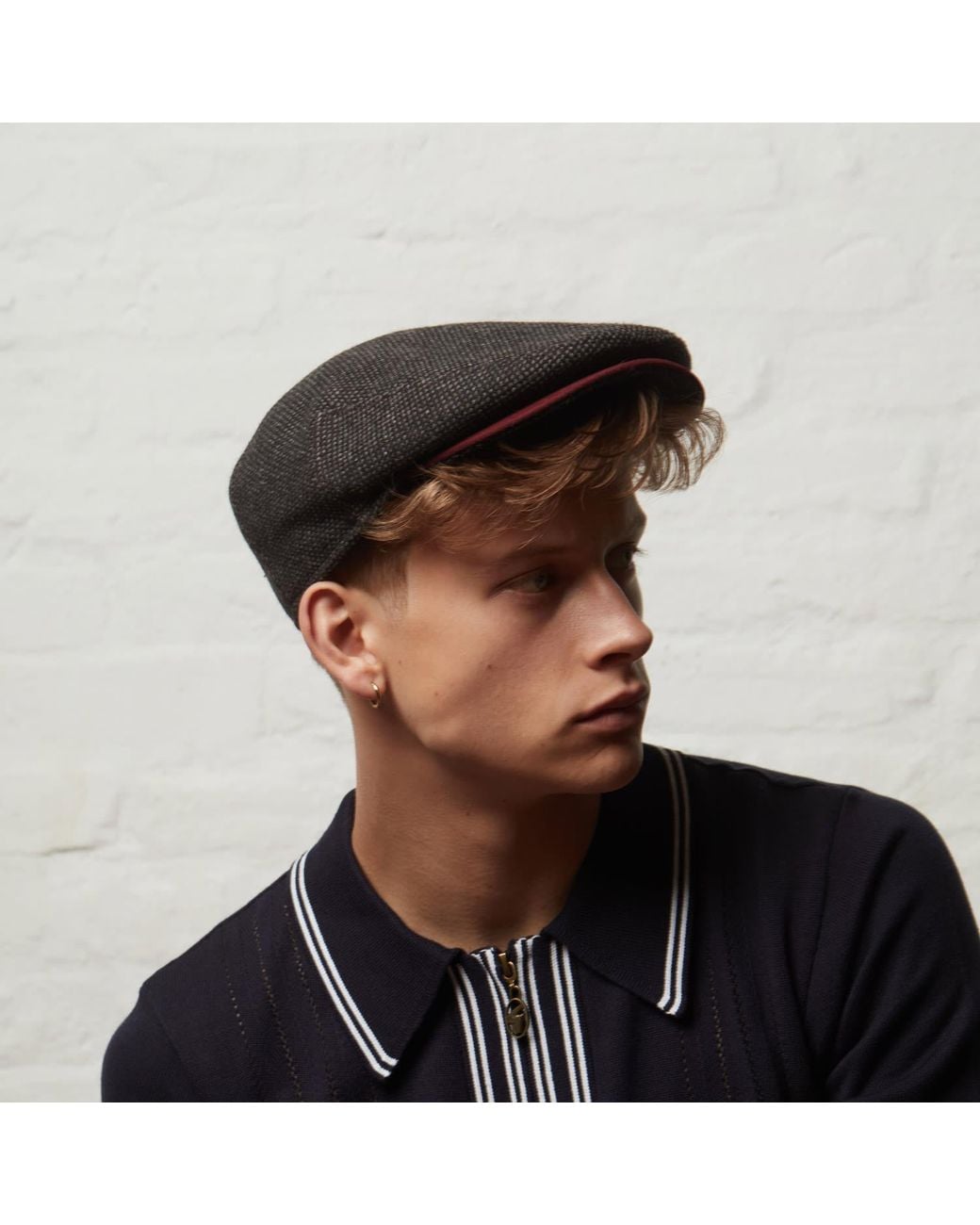 Dasmarca Hats Gray Tailor Nailhead Ukrainian Tweed Wool Cap For for men