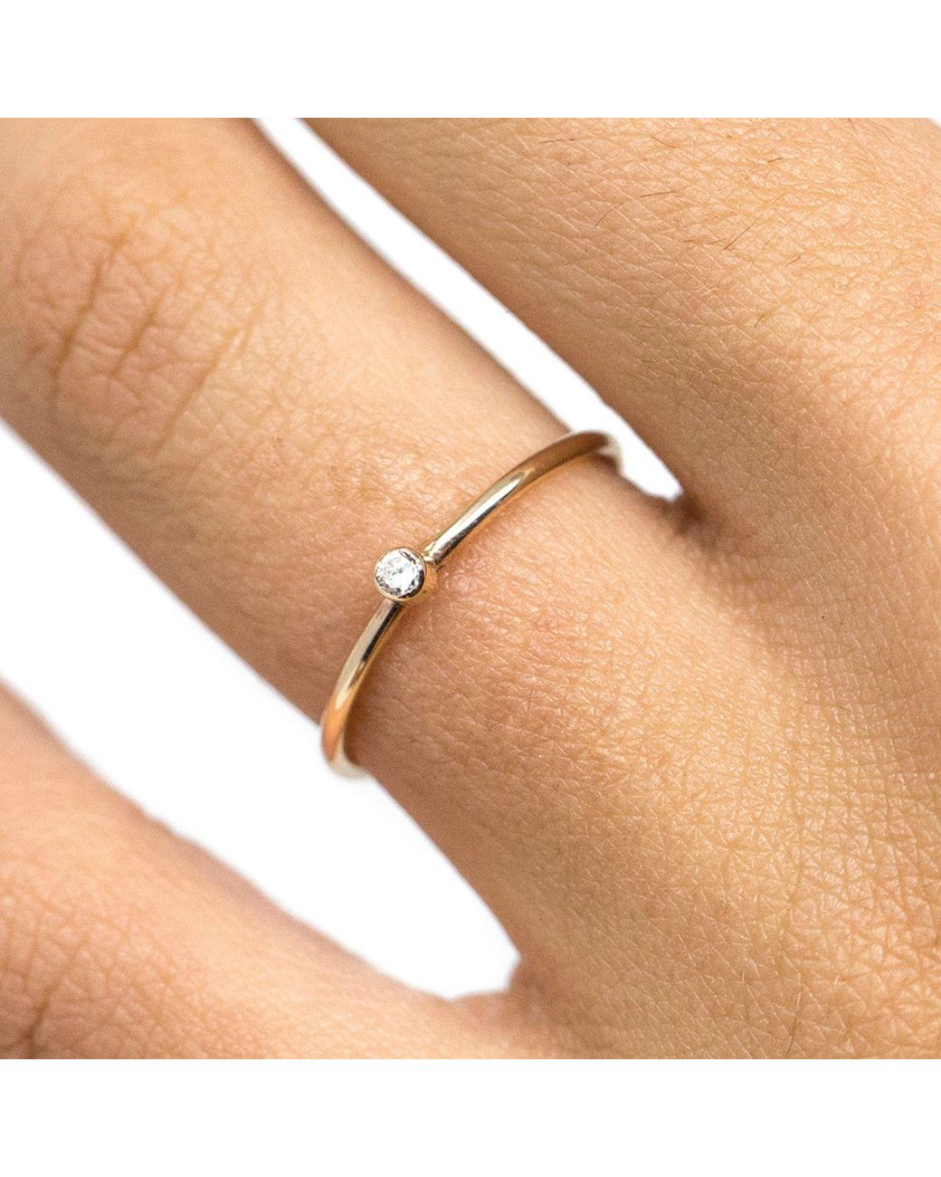 NASI SILVER Metallic Slim Single Stone Ring- Diamond